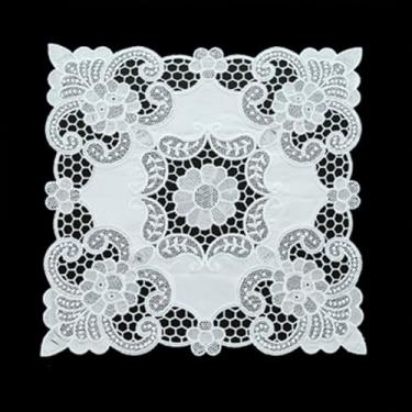 Imagem de Wuluwala Toalha de mesa quadrada pequena de tecido de renda macramê toalha de mesa bordada, bandeja de chá, capa contra poeira para festa de casamento, tapete de copo de café, estilo 2, 30 x 30 cm