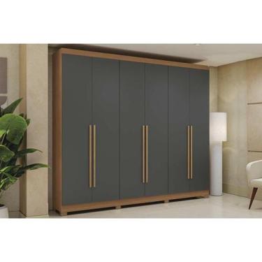 Imagem de Guarda Roupa Casal 6 Portas e 3 Gavetas c/ Pés CB03T580 Canela/Grafite