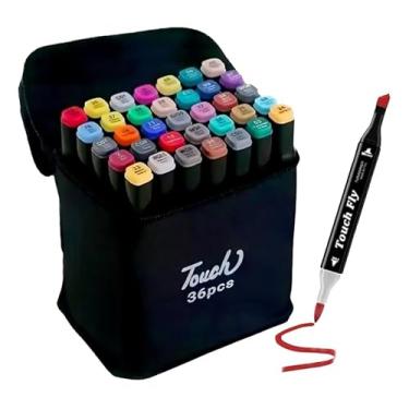 Imagem de Caneta Marcador Para Colorir Desenho Profissional 36, 48, 60, 80 Cores Conjunto De Canetinhas Pontas Duplas Codificados por Cores Vivas para Desenho (36) (36 Cores)