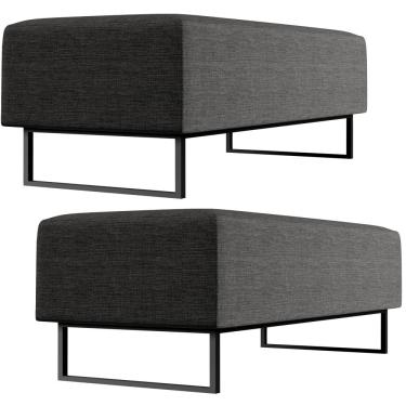 Imagem de Kit 02 Puffs Decorativo Sala de Estar Bali W01 Base Ferro 120x50 cm Linho Cinza Escuro - Lyam Decor