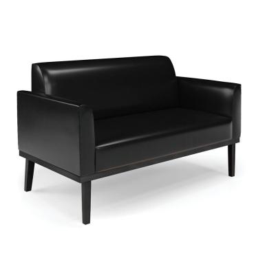 Imagem de Sofá Namoradeira Com Poltrona Base De Madeira Fixa Preto Marisa Corano Preto D03 - D\'rossi