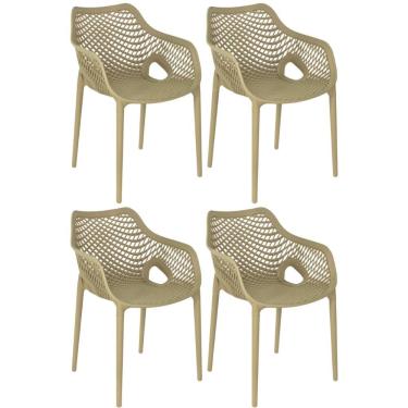 Imagem de Kit 4 Cadeiras De Jantar Design Suits Com Braços Empilhável Em Polipropileno - Nude