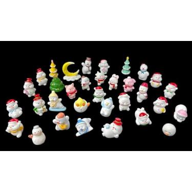 Imagem de Mini enfeites de resina de árvore de Natal, conjunto de estatuetas em miniatura de Natal, enfeites de sino de boneco de neve para fazer garrafas faça você mesmo, decoração de artesanato paisagístico