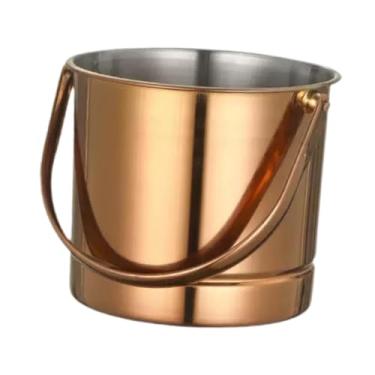 Imagem de KiBcsLic Balde de gelo de 1,5 L para lanches, frango frito, barril, mantém bebidas geladas, balde de cerveja, de gelo de metal para restaurante, quintal, Rosa Ouro