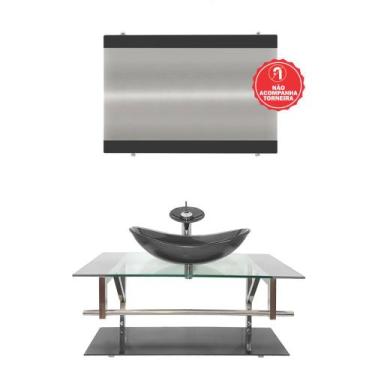 Imagem de Gabinete de Vidro 90cm para Banheiro Romênia - EKASA, Grafite