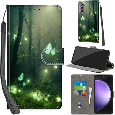 Imagem de Salanheo Capa carteira para Samsung Galaxy S23 FE 5G, com [3 compartimentos para cartões], fecho magnético com suporte, capa protetora flip de couro PU à prova de choque 16.3 cm, borboleta