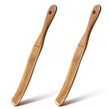 Imagem de ZLYBox 2 peças de madeira para iniciantes de fermento, mistura, alcance o fundo do frasco, batedor de massa, espátula de cabo longo, utensílios de cozinha para panelas antiaderentes, utensílios de