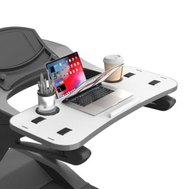 Imagem de Qsxou Acessório de mesa de esteira com grande plataforma de laptop, estação de trabalho ergonômica universal para laptops/tablets, serve para guidões de esteira de até 91 cm, branco