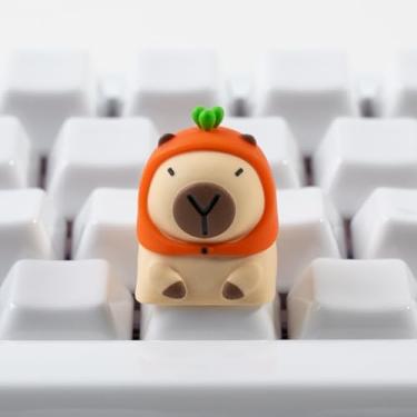 Imagem de ULTRAEQUIP Artisan Keycaps Cute Capybara Cenoura Chapéu Resina Teclas 1U ESC Custom Handmade Keycap Substituição para Teclado Mecânico