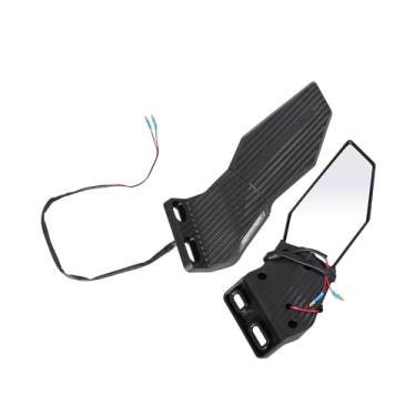 Imagem de WEEN 2 peças de fibra de carbono grande espelho de vidro modificado espelho retrovisor de motocicleta espelho lateral ajustável de asa de vento com substituição de seta de LED para Yamaha, Kawasaki,