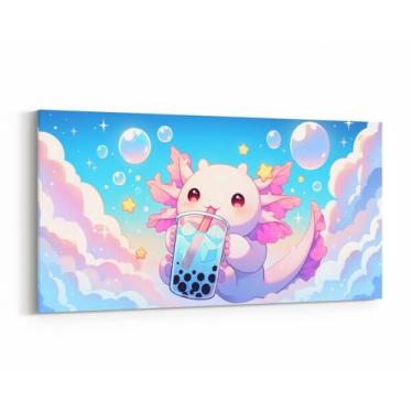 Imagem de Linda arte de parede emoldurada para quarto de crianças meninos e homens, bolhas estrelas desenhos animados animais imagens decorações para quarto 96 cm C x 48 cm L, céu estrelado sonhador sala de