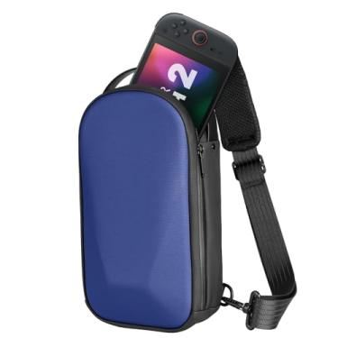 Imagem de MoKo Bolsa tiracolo transversal para Nintendo Switch 2 (2025)/Steam Deck/ROG Ally, mochila rígida de EVA para transporte de viagem com forro espesso, 8 compartimentos de jogo para console Switch 2 e