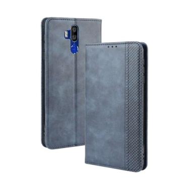 Imagem de Capa para Oukitel K9,Retro Flip magnético,Caso de telefone de couro PU,Design de carteira com 3 slots de cartão e 1 clipe de dinheiro -Blue