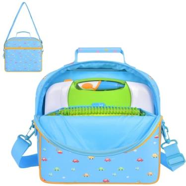 Imagem de Bolsa portátil Tamnqin compatível com sistema de aprendizagem interativo Leapfrog LeapStart 3D e armazenamento para 5 a 6 livros (apenas capa) - azul