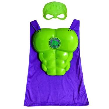 Imagem de Fantasia de Brinquedo do Huk Máscara Peitoral e Capa Infantil Verde - 