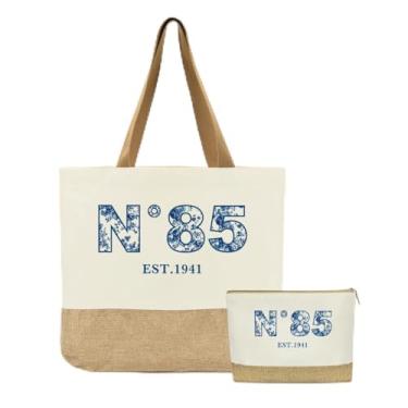 Imagem de Jeteman Presentes de aniversário de 85 anos para mulheres, bolsa de aniversário de 85 anos, presentes para amigas, irmãs, mãe, avó, esposa, tia, reutilizável, azul, floral, 1941, sacola de maquiagem