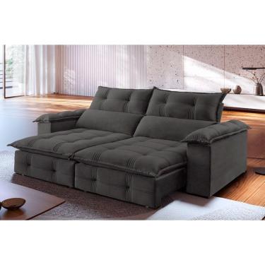 Imagem de Sofá Retrátil E Reclinável 2,90m 5 Lugares Cinza