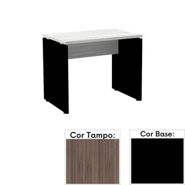 Imagem de Mesa De Escritório Pé Painel Pe25 Em Mdp 134 X 60 Cm Cor Walnut E Base Preta