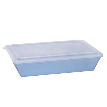 Imagem de Travessa Stillo Retangular Com Tampa 5l Azul Em Polipropileno Linha Tendência Vem