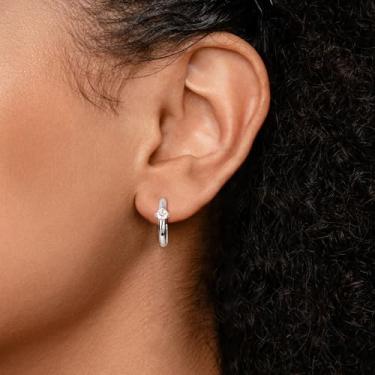 Imagem de Brincos de argola pequenos banhados a ouro 18 K para mulheres, brincos de argola leves banhados a ouro prateado delicados, brincos de argola de cartilagem fofos para orelhas sensíveis, standard, Cobre