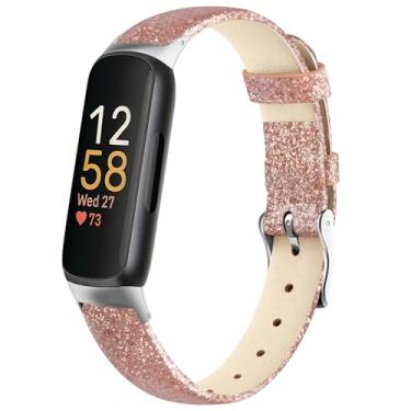 Imagem de Vancle Pulseira de couro para Fitbit Inspire 3 mulheres e homens, pulseira macia de couro genuíno para Fitbit Inspire 2/Inspire HR/Inspire (ouro rosa brilhante)
