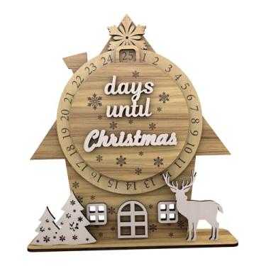 Imagem de Esquirla Calendário do Advento de Natal - Enfeite decorativo versátil em madeira para mesa de quarto.