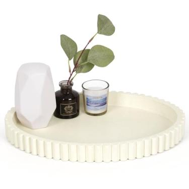 Imagem de Cathyeen Bandeja oval para decoração de mesa de café, bandejas de mesa de centro de concreto de 33 cm, bandeja decorativa de centro de mesa para decoração de casa, bandejas de centro decorativas
