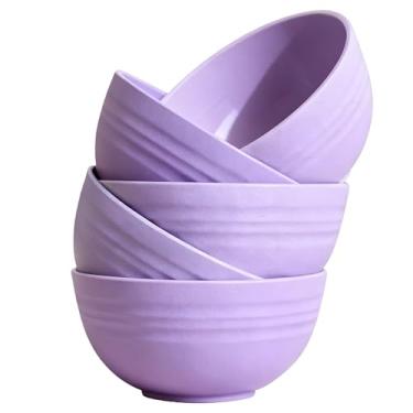 Imagem de GZTFPQ Tigelas para cereais de cozinha, conjuntos de louça de palha de trigo, tigelas de cereais inquebráveis, 5 peças, conjunto de tigelas leves reutilizáveis para servir sopa, aveia, ramen, salada