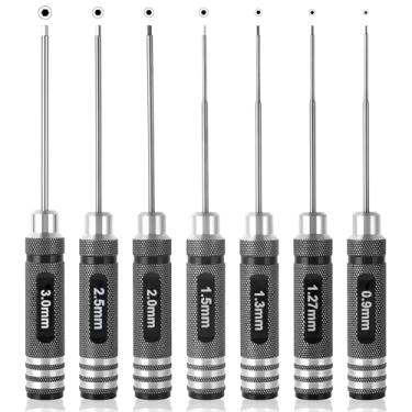 Imagem de MDLHOBBY Conjunto de chaves hexagonais RC de precisão de 7 peças com chaves micro Allen de 0,9 mm-3,0 mm - ferramentas essenciais de reparo para carros e helicópteros de controle remoto