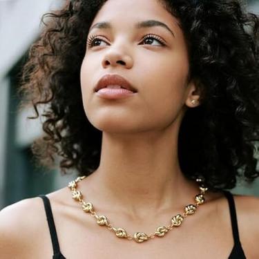 Imagem de Colares grossos para mulheres, nó de amor, corrente de ouro, colar moderno, joias de presente para mulheres 40 + 10 cm