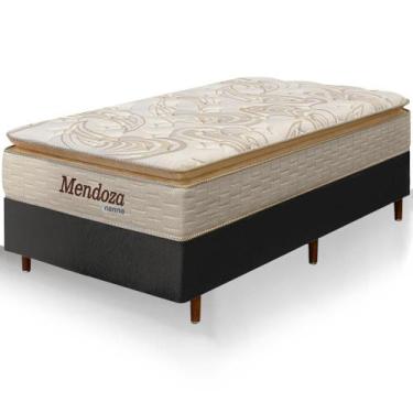 Imagem de Cama Box Solteiro Preta Colchão Mendoza Molas Ensacadas Pillow Top 88x
