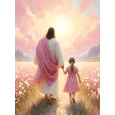 Imagem de BAWKENTON Kit de pintura por números para adultos e crianças, pintura cristã religiosa por números em tela, kit de pintura artística de número de Jesus por número, faça você mesmo, decoração de parede