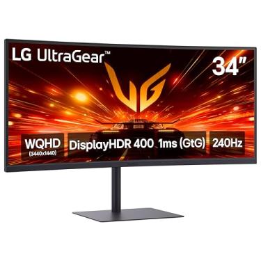 Imagem de LG Monitor curvo para jogos 34G630A-B 34 polegadas Ultragear WQHD (3440 x 1440), 240Hz, 1ms, FreeSync Premium, DisplayHDR 400, alto-falante embutido, HDMI, DisplayPort, USB tipo-C, suporte inclinado