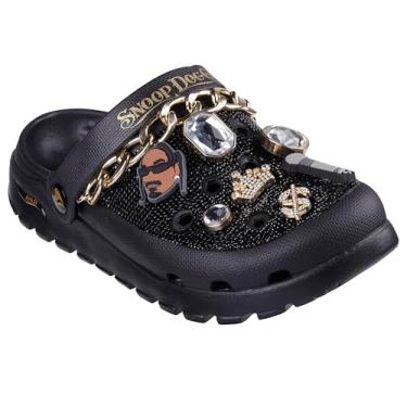 Imagem de Skechers Snoop Dogg feminino: Arch Fit Footsteps-Rolling N Gold Clog, Preto, 36