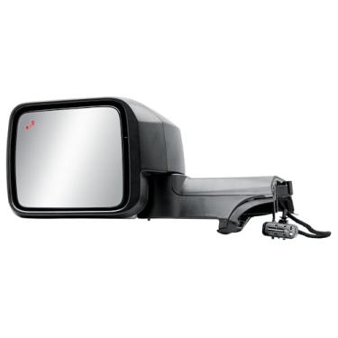 Imagem de Espelho retrovisor de porta do lado esquerdo do motorista elétrico e aquecido com luz de seta de vidro BLIS luz de poça e luz traseira texturizada dobrável manual para Ford Bronco 2022-2025