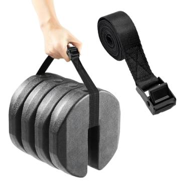 Imagem de NebulaEdge Alça de transporte de peso de dossel, todo material de nylon preto, fivela de came ajustável, adequada para pesos de barraca de dossel e tiras de fixação de saco de areia (1 peça, 39 × 0,98