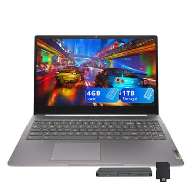Imagem de Lenovo Chromebook FHD 3i de 15,6 polegadas, Intel Celeron N4500, 4 GB LPDDR4X, armazenamento de 1 TB (conjunto de estação de ancoragem de 64 GB eMMC + 1 TB), placa gráfica Intel UHD, webcam HD, Wi-Fi