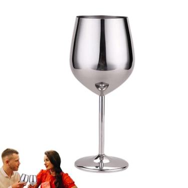 Imagem de Taças de vinho de aço inoxidável, taças de vinho de metal | Taças de com haste de metal - Copos com haste bom brilho para restaurante, festa, bar e família