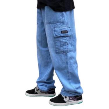 Imagem de Calça Cargo Skate Jeans Streetwear Bolso Lateral - Volgue, Jeans médio