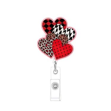 Imagem de Carretel de crachá de coração vermelho com clipe retrátil, porta-crachás retrátil, divertido, dia dos namorados, enfermeira com jacaré, para enfermeira, médico, assistente médico
