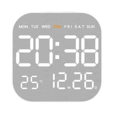 Imagem de Relógio De Parede Silencioso Com Acabamento Escovado, Display Espelhad