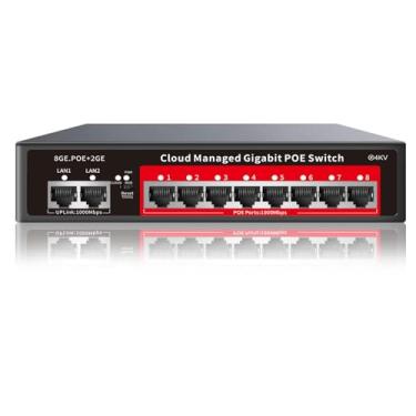 Imagem de Switch PoE Gigabit de 8 portas com Uplink de 2 Gigabit, compatível com 802.3af/at, alimentação embutida de 120W, Plug and Play de metal não gerenciado