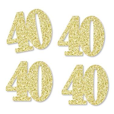 Imagem de Glitter dourado 40 – Números de corte de glitter em ouro real sem bagunça – Confetes de festa de 40 anos – Conjunto com 24