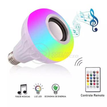 Imagem de Lâmpada Led 12W E27 Rgb Colorida Com Caixa De Som Bluetooth