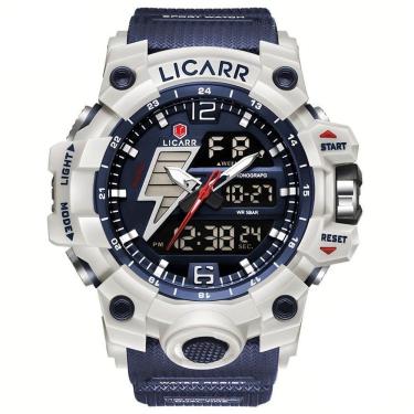 Imagem de Relógio Esportivo Exibição Dupla Masculino 5atm à Prova De água Quartzo Estilo Militar Azul Escuro