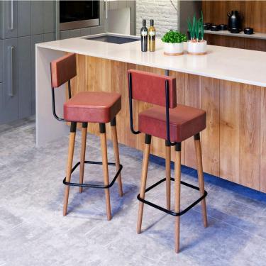 Imagem de Kit 2 Banquetas Altas Estofadas Florença Telha - Adz