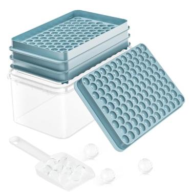 Imagem de Bandejas de gelo redondas para freezer – Bandeja de cubos de gelo para freezer, bandejas de gelo para bolas de gelo, bandejas de gelo para freezer, bandeja de cubos de gelo com tampa, bandeja de cubos
