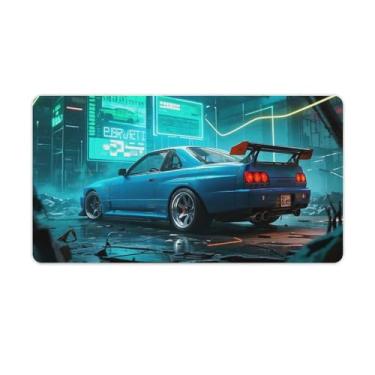 Imagem de HouLaiZhe Tapete de mouse azul JDM Car R32 Digital Ruins Cool Large Gaming Tapete de mesa base de borracha antiderrapante acessórios de computador laptop suprimentos bloco de escrita para escritório