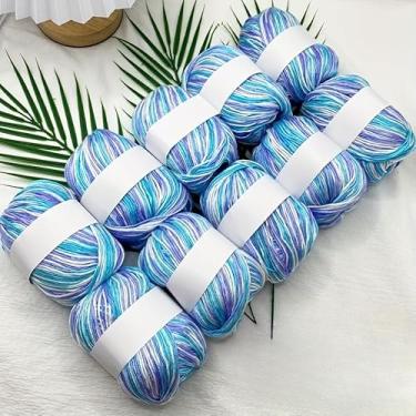 Imagem de 1 peça de lã de seda tingida gradiente colorido e fio de mistura de caxemira adequado para tricô, suéteres de crochê, cachecóis, chapéus, vários buquês de bonecas, etc. Várias cores disponíveis (01)