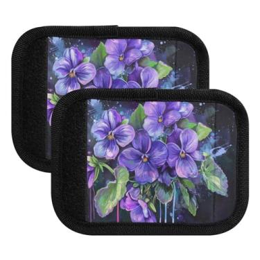 Imagem de Qilmy Pintura aquática, flores silvestres, alça de bagagem, embalagem com 2 identificadores de bagagem, identificadores de bagagem, capa confortável para carrinho de bebê, mala de viagem, acessórios